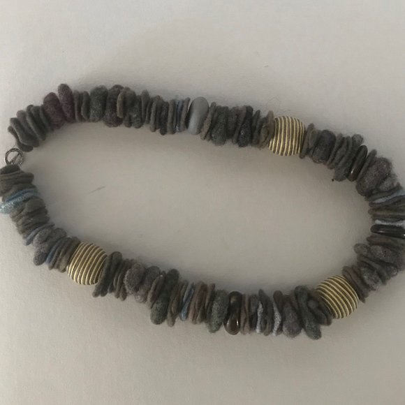 Jewelry - Handmade wool felted disk and bead necklace